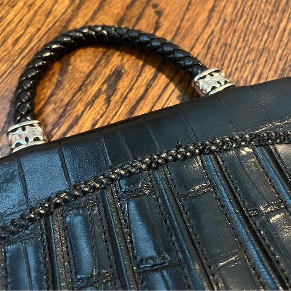 Vintage Marc Chantal M.C. Purse Black Croc Leather Handbag Silver Heart Preowned - Picture 3 of 12